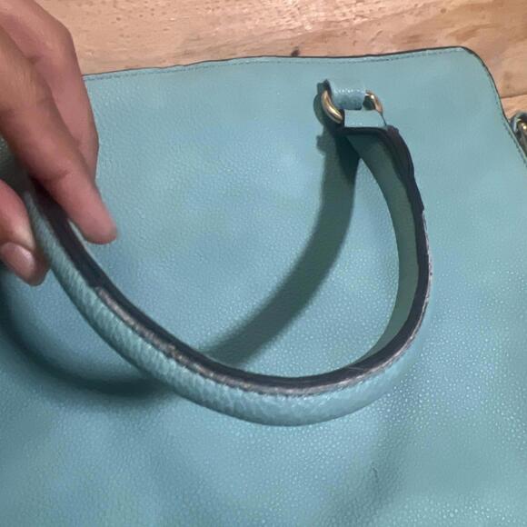 Dasein Womens Blue Fashion Studded Large Faux Leather Satchel Crossbody Handbag - Picture 7 of 15